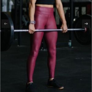 ZYIA Cranberry Metallic Hi-Rise Light n Tight Leggings
